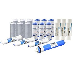 Replacement Filter Kit for 5 Stage Reverse Osmosis Water System w/ 100 GPD Membrane (3 year supply)