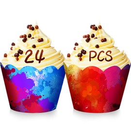 24 PCS Art Splash Cupcake Baking Liners, Muffin Liners, Painting Party, Baby Shower Party, Birthday Party Cupcake Liner Decoration Supplies - LIANGSS