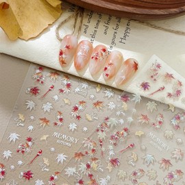 2 Sheets Fall Nail Stickers 5D Embossed Maple Leaf Nail Art Stickers Self-Adhesive Thanksgiving Nail Art Supplies Designs Autumn Nail Decals Charms DIY for Women Acrylic Manicure Salon Decoration