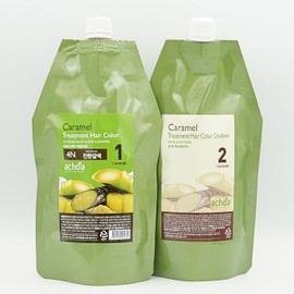 Acchoa caramel treatment hair dye 400g mild, low-damage self-gray gray hair cover hair cream root dye tone down bubble beauty salon, 4N dark brown / 아초아카라멜트리트먼트염색약400g 순한 저손상 셀프새치 흰머리커버 모발크림 뿌리염색 톤다운 버블 미용실, 4N진한갈색