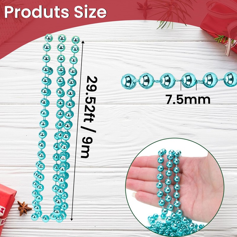 Trimming Shop 9 Metres Shiny Bead Garland for Christmas Tree