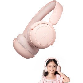 1MORE HQ20 Kids Headphones Wireless, 75/85/90dB Volume Limited, 65H Playtime, Bluetooth 5.3, Built-in Mic, Foldable Over Ear Headphones for Childrens/Tablet/Phone/PC/School/Travel, Pink