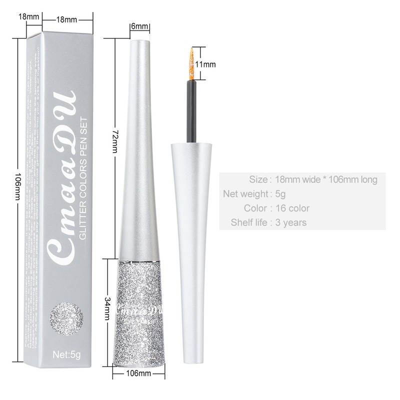 Glitter Eyeliner and Eyeshadow - Waterproof Sparkle Long-Lasting Smudge-proof Liquid