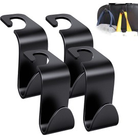 Voarge 4 Pack Car Headrest Hooks, Car Seat Headrest Hanger, Portable Organiser Holder Hook, Car Seat Back Hook, Food Shopping Bag, Travel Vehicle, Car Safety Hanging Hook
