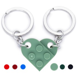 NumeroPhi - Partner Heart Keyring Couple Keychain Two Hearts Ideas for Anniversary, olive green