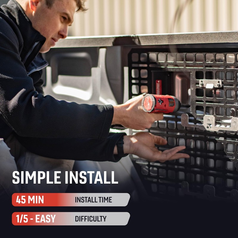 Bedside MOLLE Panel Rack System Compatible with 2015–2023 F-150, Raptor,