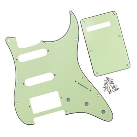 FLEOR HSS Guitar Pickguard 11-Hole ST Style Electric Guitar Pick Guard Backplate Set with Mounting Screws,3Ply Mint Green