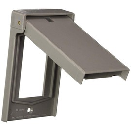 Leviton 1-Gang Decora Wallplate Cover, Weather-Resistant, Thermoplastic, Device Mount, Vertical Self Closing Lid, Image, 4998-GY, Gray