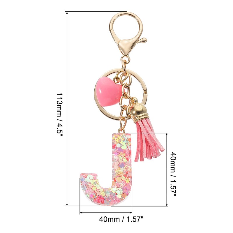PATIKIL Initial Letter Keychain, Letter J Heart Design Charm with