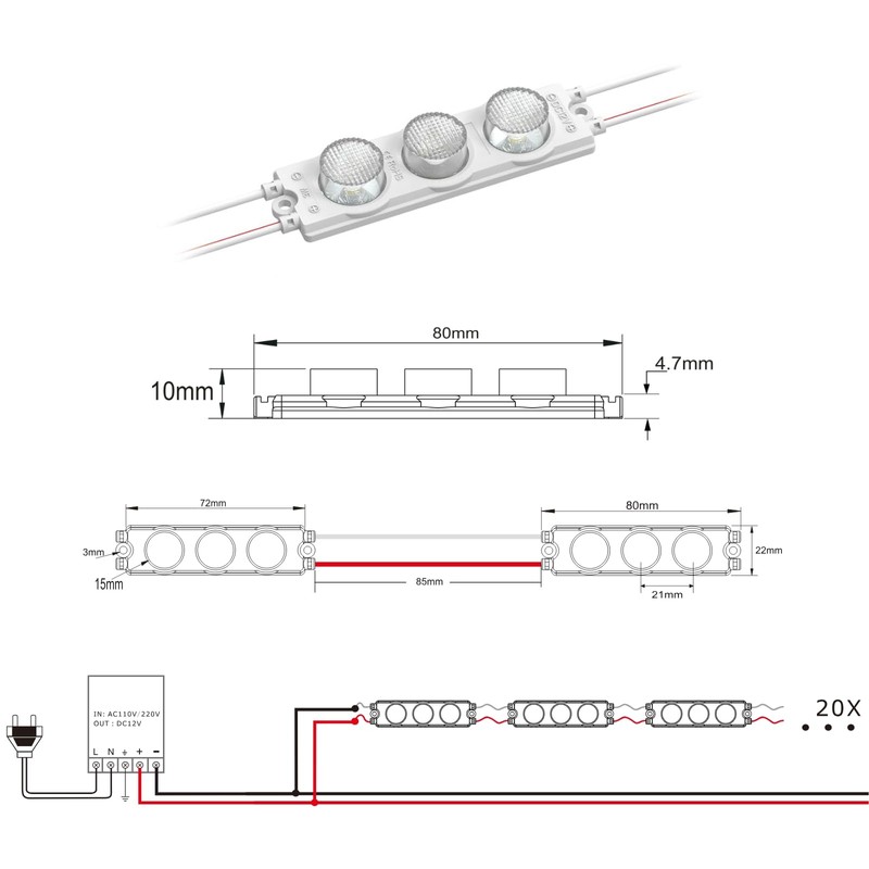 VIMLED 12 V LED Module for Edge Irradiation - 20
