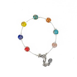 Sospiri Venezia Women's Bracelet with 7 Glass Beads 8 mm Diameter Original Murano Glass Gift Jewellery Made in Italy Certified, Glass