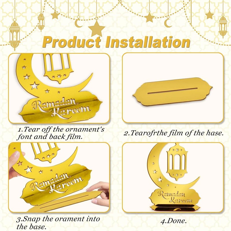 Golden Ramadan Decoration - Classic Ramadan Kareem Acrylic Table Decoration