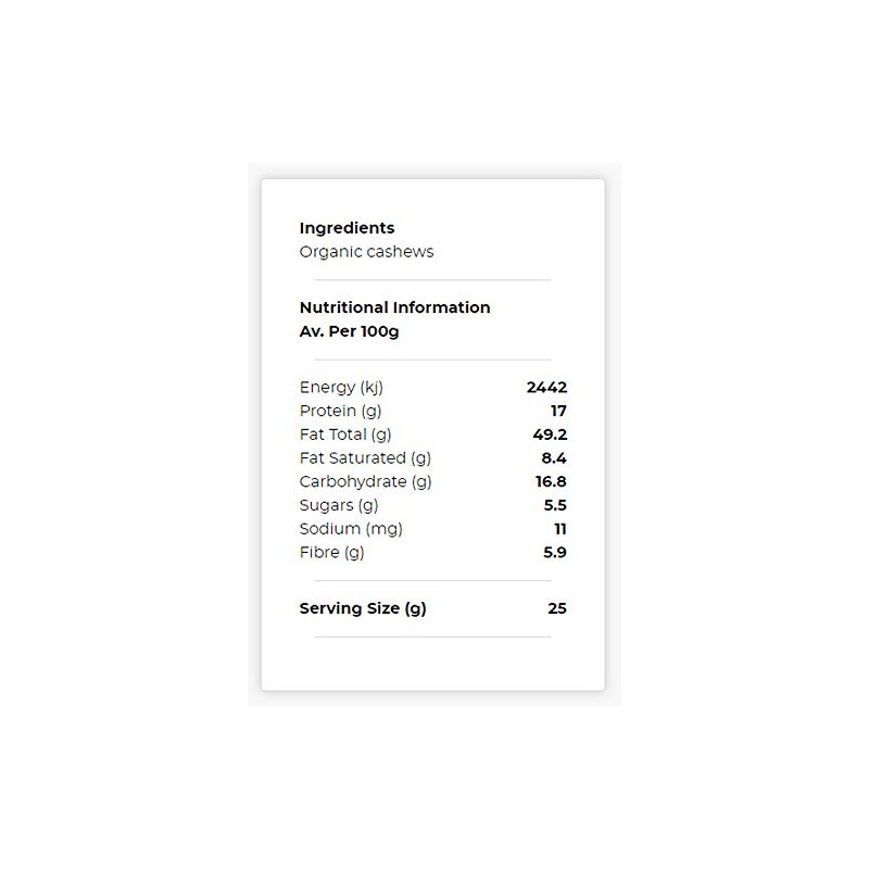 Honest to Goodness Organic Raw Cashews 500 g