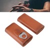 3 Finger Cigar Case Iron Cover Portable Soft Glossy Leather