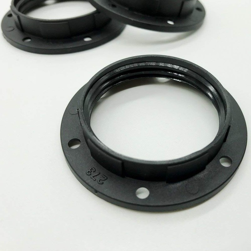 Pack of 3 Screw Rings E27 Plastic Black for Lamp