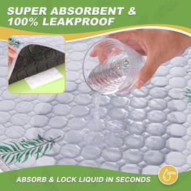 WanpeeGoo Washable Pee Pads for Dogs, 2Pack Reusable Puppy Pads, Super Absorbent & Leakproof Dog Pads, Anti-Slip Dog Pee Pads for Puppy Training & Incontinence, Leaf Pattern 24"x36"