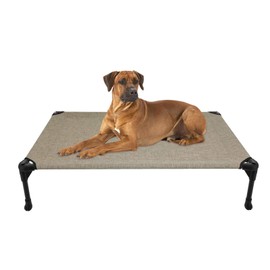 Veehoo Cooling Elevated Dog Bed, Portable Raised Pet Cot with Washable & Breathable Mesh, No-Slip Rubber Feet for Indoor & Outdoor Use, X Large, Beige Coffee