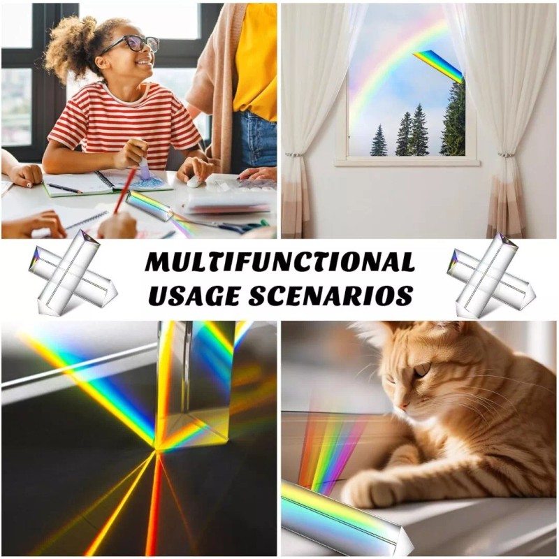 Kanayu 12 Pack Clear Triangular Prism Optical Glass Triangular Prism