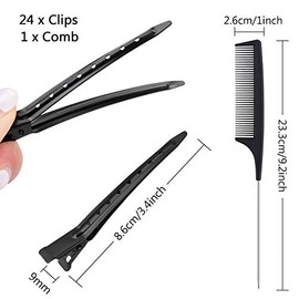 MELLIEX 24 Stück Haarclips Entebill Haarspange Combi-Clip Haarklammern Abteilklammern Friseurbedarf Stahl Haarclips Alligator Metall Curl Clips Schwarz