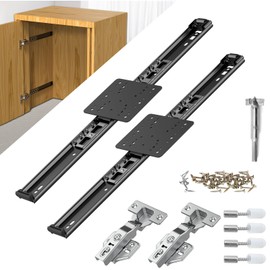 Pisman Pocket Door Slides, Pocket Door Hardware for Inset Door,Cabinet Door Disappearing Door One Set,Included The Slides and The Hinges (16inch)