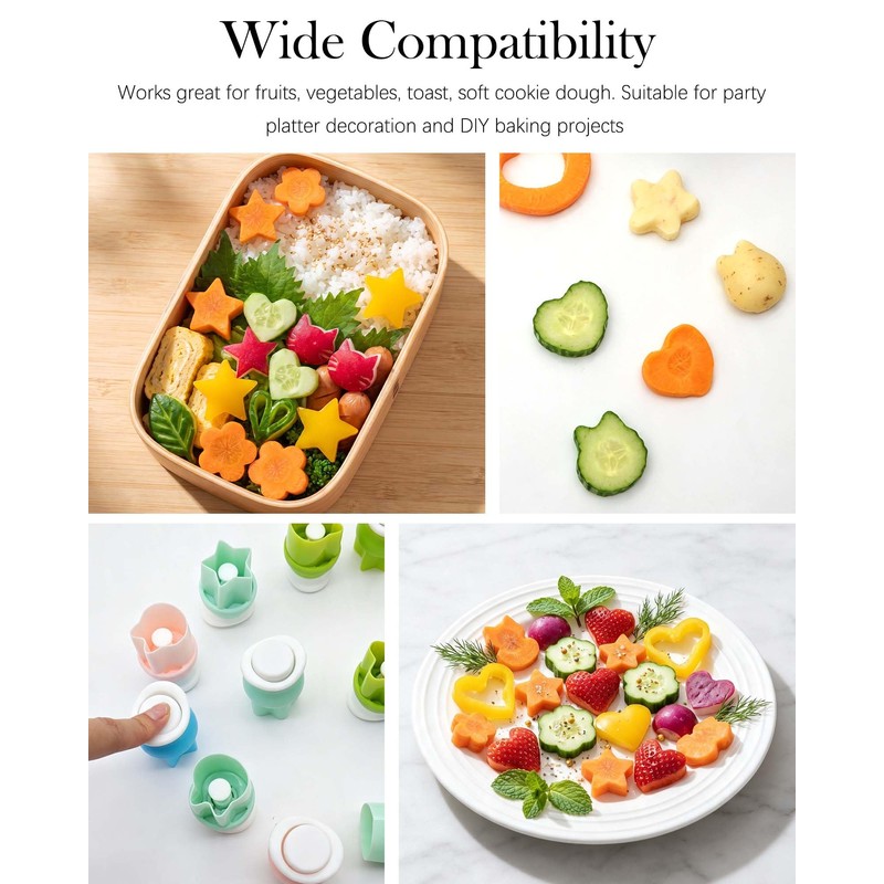 8 Pack Vegetable Cutter Shapes Cookie Cutters Set, Push‑Type,Green Pink