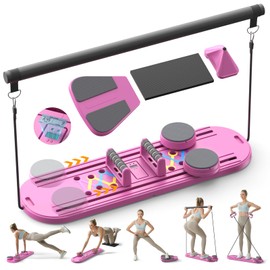 Canlanmu Pilates Board,Multifunctional Rebound Abdominal Board,Foldable Pilates Reformer Set, Ab Core Trainer Machine,Ab Exercise Board,Abs Workout Equipment for Women Home Gym Equipment,Rose Red