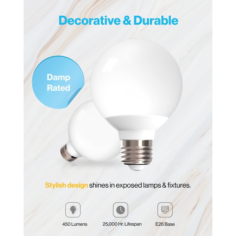 Sunco 24 Pack G25 LED Light Bulbs, Vanity Globe Bathroom