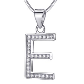Morella Ladies’ Necklace with Various Letter Pendants to Choose From, Made of 925 Silver, Rhodium Plated, 45 cm Long, Silver
