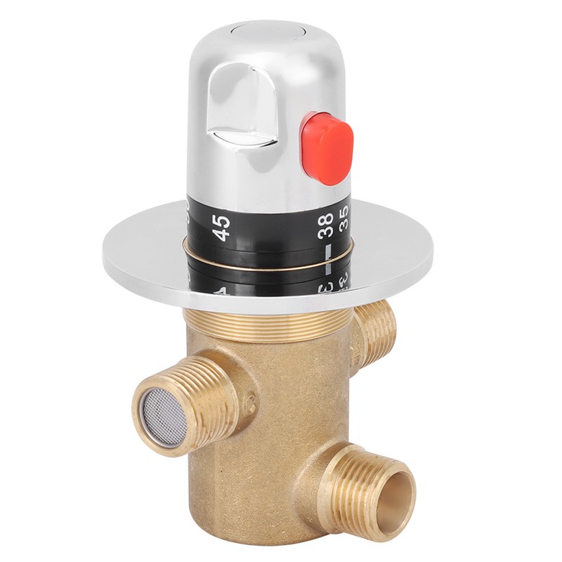 G1/2in 3 Way Brass Thermostatic Mixing Valve Faucet Temperature Mixer