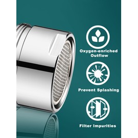 Bathroom Faucet Aerator 15/16 In Male Thread Chrome Solid Brass, Bathroom Sink Aerator for Sink Faucet Aerators M24 with Gasket