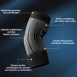 Elbow Support for Men and Women, 1 Piece, Compression Elbow Bandage, Adjustable Elbow Support for Left and Right Hand, Tennis Elbow, Golf Elbow, Arthritis, Tendinitis (Black, S)