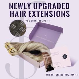 Fshine Clip in Highlight Human Hair Ash Blonde Real Hair Clip in Extensions And Platinum Blonde Remy Brazilian Hair Extensions Seamless Clip ins Double Weft 7Pcs 24 Inch