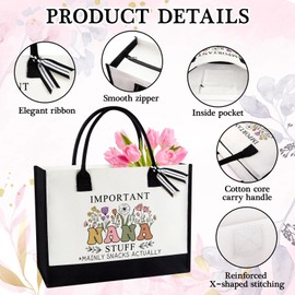 2pcs Nana Gifts Tote Bag,Nana Birthday Gifts,Gifts for Nana from Grandchildren Granddaughter,Xmas Gifts for Nana Grandma,Nana Gifts from Grandkids,Best Nana Ever Gifts,Nana Tote Makeup Bag Set