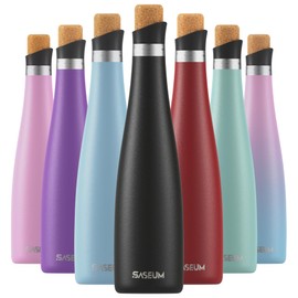 SASEUM Wine Bottle, 32 oz Insulated Stainless Steel Water Bottle and Wine Decanter with Vacuum Sealed Lid - Black 32 oz (1000ml)