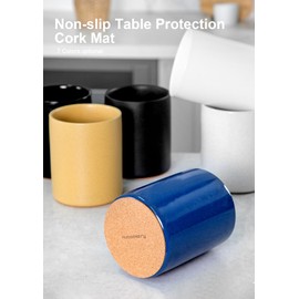 Nucookery Utensil Holder, 6.4" Ceramic Kitchen Utensil Holder for Countertop with Protection Cork Bottom, Vintage Farmhouse Kitchen Decor for Counter, Christmas Gift (Royal blue)