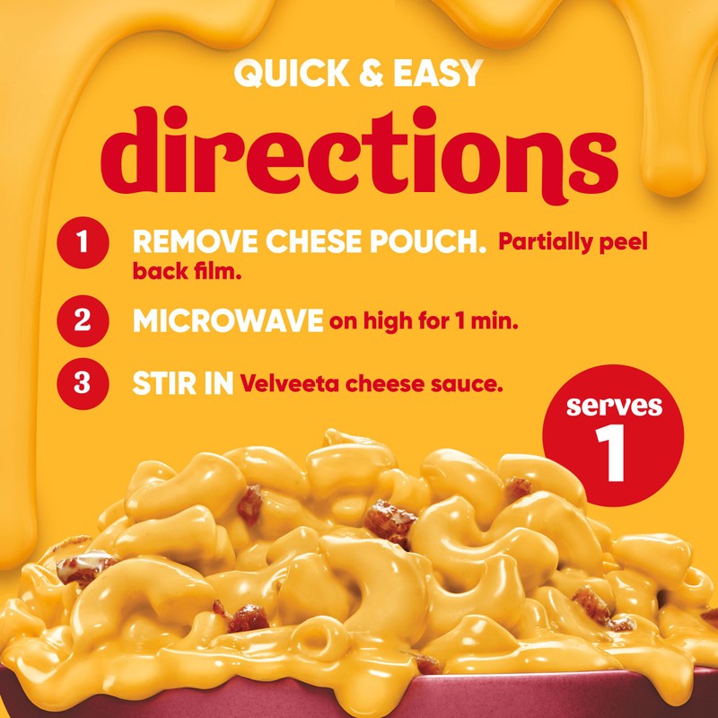 Velveeta Cheesy Bowls Bacon Mac & Cheese Microwave Meal, 9