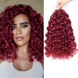 New Gogo Curl Crochet Hair Pre Looped 8 Packs Pre Twisted Curly Crochet Hair for Black Women Beach Curl Wave Crochet Synthetic Hair Extensions (8 Inch (Pack of 8) BUG#)