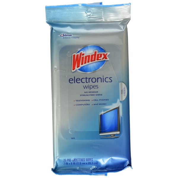 Windex Electronics Screen Wipes for Computers, Phones, Televisions and More, 25 count