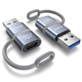 RAVIAD USB 3.0 to USB C Adapter (Pack of 2) 10Gbps USB C Female to USB Male Adapter OTG 18W USB Type C to USBA Adapter with Anti-Lost Rope for iPhone16/15/14/13/12MacBookSamsungGalaxyS23/S22/Note20