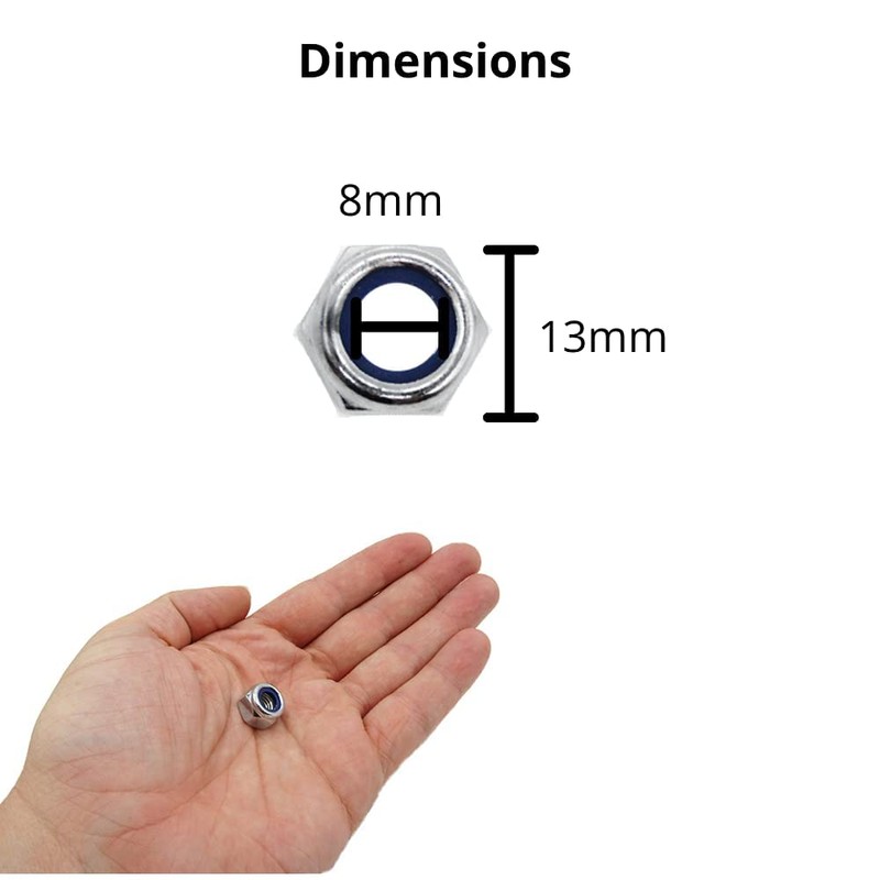 TAORAYO 50pcs Hex Lock Nuts Nylon Lock Nuts Nylon Lock