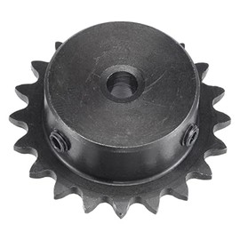 uxcell 20 Tooth Roller Sprocket B Type, 25 Chain, Single Strand 1/4" Pitch, 6mm Bore Black Oxide C45 Carbon Steel with Set Screws for ISO 04C