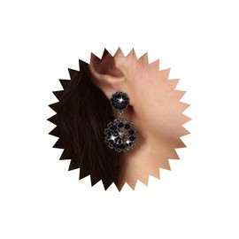 Atentuyi Boho Sapphire Sunflower Earrings Silver Blue Crystal Flower Drop Earrings Double Round Filigree Disc Earrings Vintage Indian Ethnic Earrings Jewellery for Women and Girls, Crystal