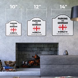 Parking for Georgian Only 10” x 10” Sign | Indoor/Outdoor Plastic | SignMission Designer Georgia Flag National Pride Love Novelty Gift Funny Joke Gag Road Garage