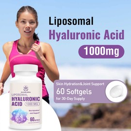 Sambugra Liposomal Hyaluronic Acid 1000mg, High BioavailabilityHyaluronic Acid Capsules, Dietary Supplement Support Skin and Bones, 60 Capsules
