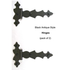 Black Hinges 110mm Length x 68mm Width x 1mm Thick with Fittings Vintage Antique or Rustic Style (Pack of 2 Antique Black Hinges)