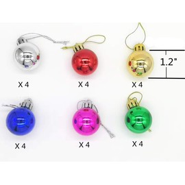 24 Pack Christmas Balls Ornaments Mini Shatterproof Ball for Christmas Tree Decorations 1.2 Inch (Multicolor)