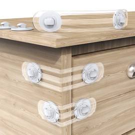 Septeamay Child Safety Cabinet Transparent, Pack of 12 Cabinet Safety Baby for Drawers, Two Size Drawer Lock Baby for Children, Premium Child Safety Drawers for Gluing No Drilling