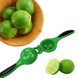 Heavy-Duty Enamel Coated Steel Lime Squeezer with Grip Handle in Vibrant Green by Home Basics | Quick and Easy Citrus Juice Extraction with Built-In Strainer for No-Mess Operation