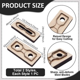 AHANDMAKER 2 x Cutting Dies for Leather 2 Styles Leather Key Ring Cutting Mould Leather Punch for Cutting Shapes Wooden Cutting Die with Strap Head Cutting Die for DIY Work