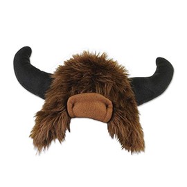Pack of 6 Plush Black and Brown Buffalo Lodge Style Hat Costume